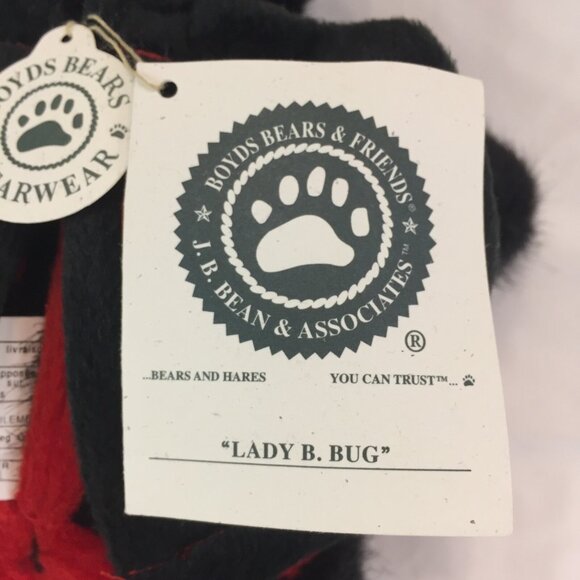 New Boyds Bears Ladybug Bear 91775 Plush Stuffed 9" Black Red Lady B Bug Jointed - Picture 8 of 13